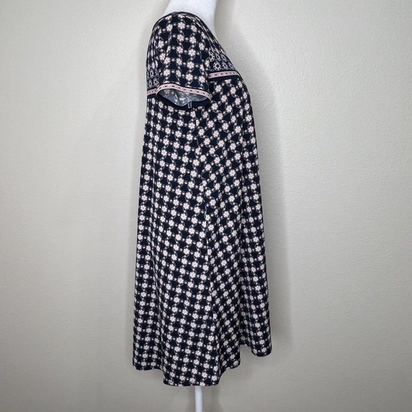 Max Studio Navy Blue & Peach Geometric Circle Print Short Sleeve Swing Dress XS - Picture 7 of 10